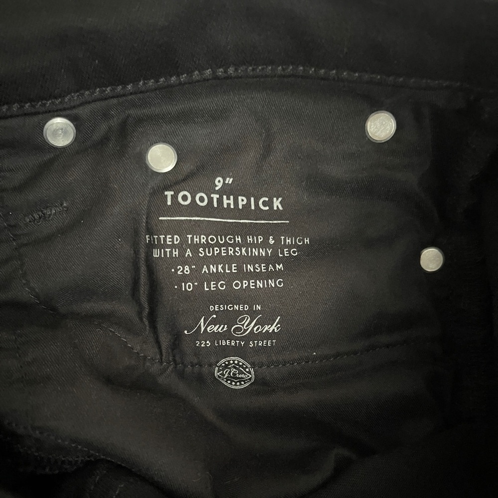 J. Crew Women's Black Toothpick Jeans Size 29 - Picture 3 of 5